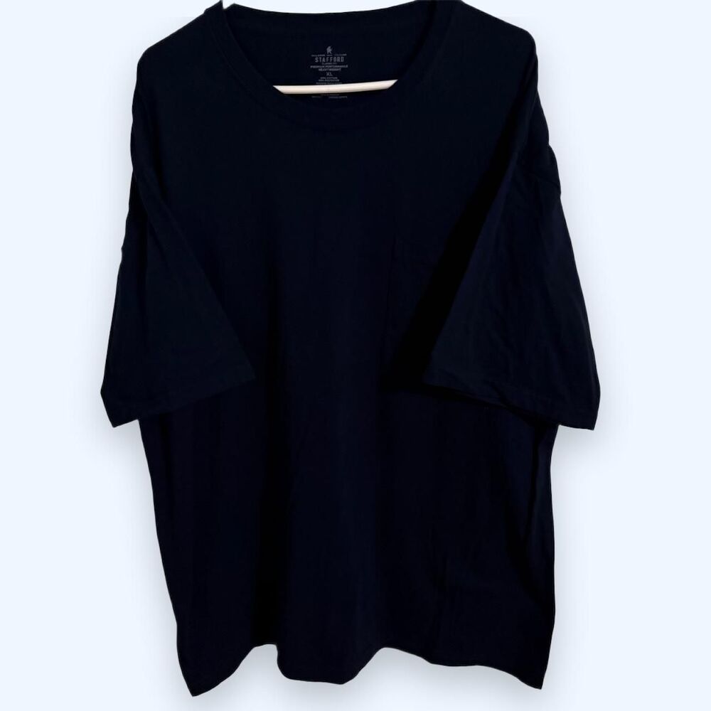 Stafford T-Shirt Men XL Navy Premium Performance Heavyweight Classic Fit